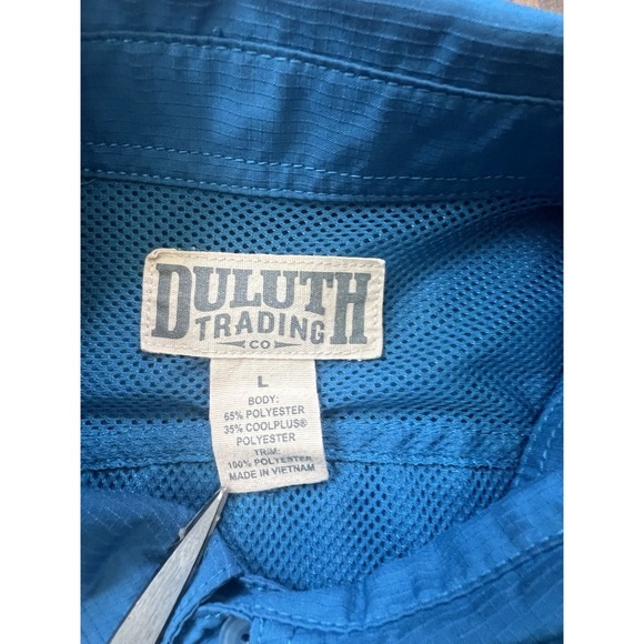 Duluth‎ Trading Shirt Mens Large Blue CoolPlus Action Fishing Hiking Outdoor L/S - Picture 3 of 8